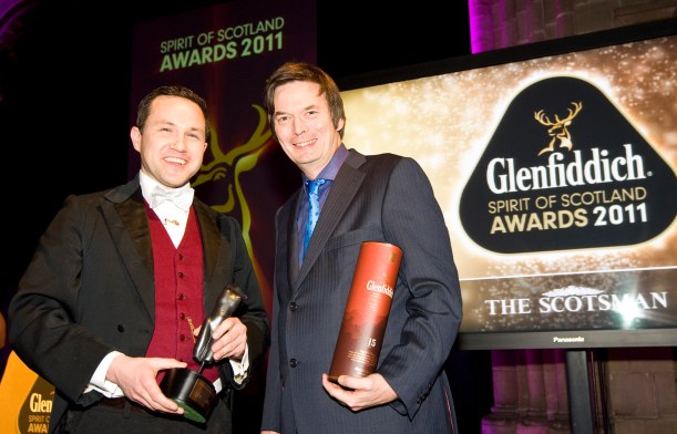 Receiving the award from Ian Rankin